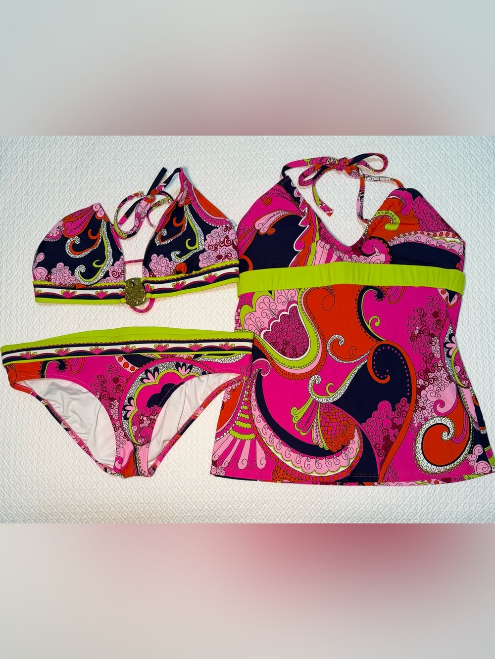 Trina Turk 3-piece Bikini & Tankini Swim Set, size 8, 10